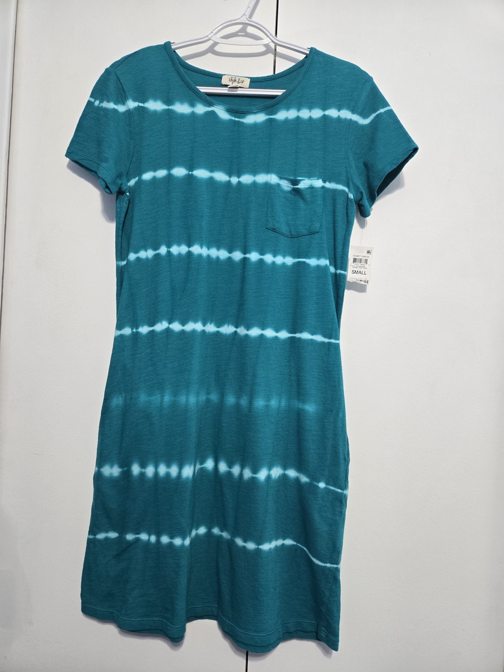 Style & Co‎ Teal Tie Dye T-Shirt Dress NWT Small 100% Cotton Pockets